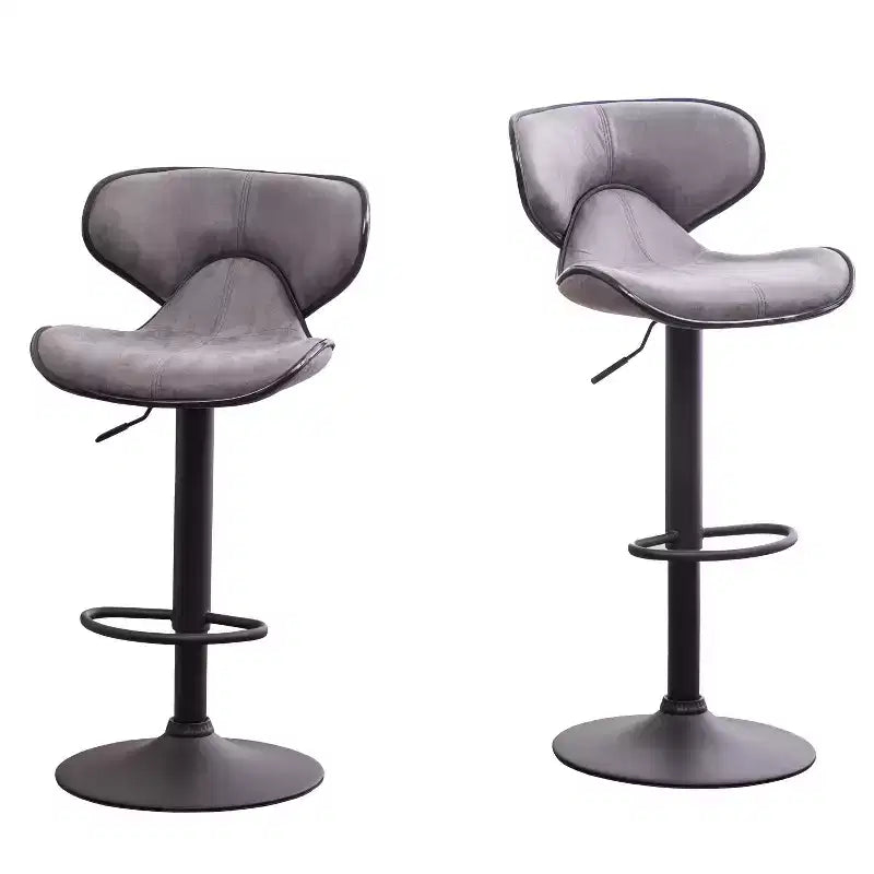 Tabouret de bar pivotant et réglable Masaccio Upholstery Airlift avec base chromée, gris vieilli, lot de 2