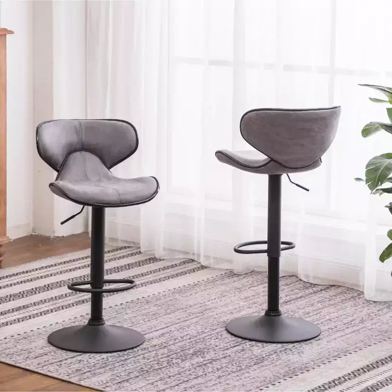 Tabouret de bar pivotant et réglable Masaccio Upholstery Airlift avec base chromée, gris vieilli, lot de 2