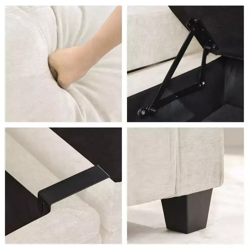Fauteuil d'appoint en chenille avec pouf, fauteuil de canapé rembourré confortable avec accoudoirs pour salon et chambre