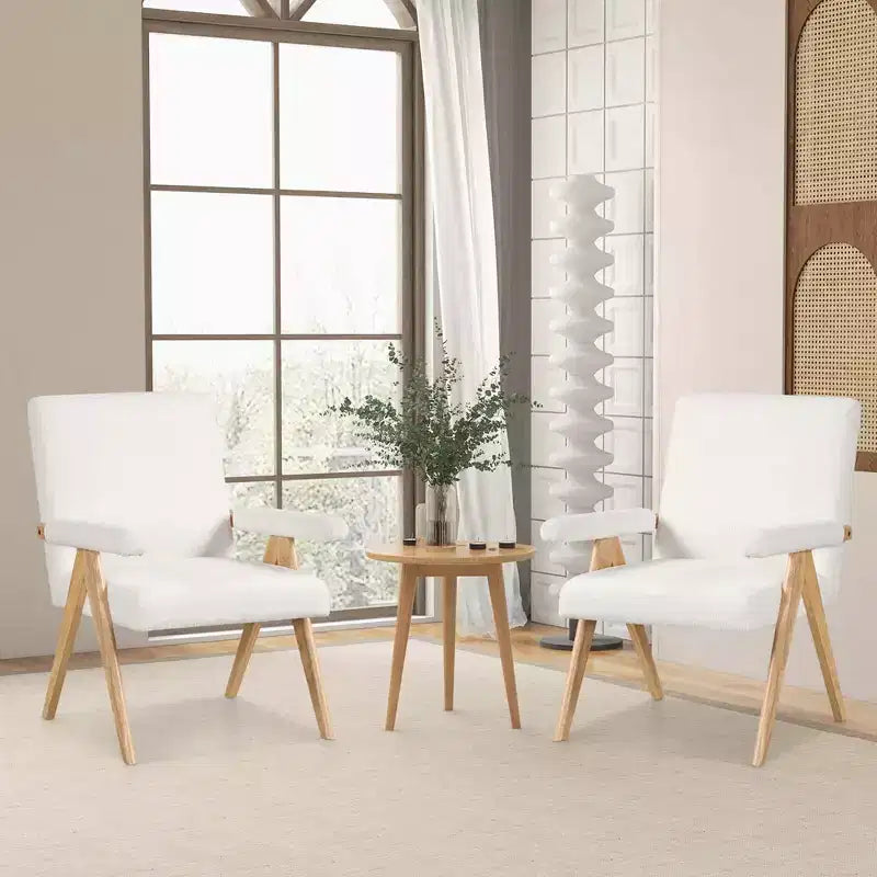 Fauteuil d'appoint moderne du milieu du siècle 1/2 pièce avec cadre en bois d'hévéa massif et accoudoirs rembourrés