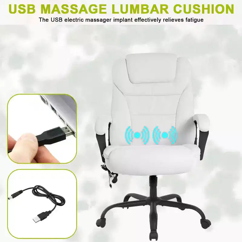 Grand fauteuil de bureau pour personnes fortes avec capacité de 225 kg et revêtement en cuir synthétique, chaise de bureau pour personnes corpulentes