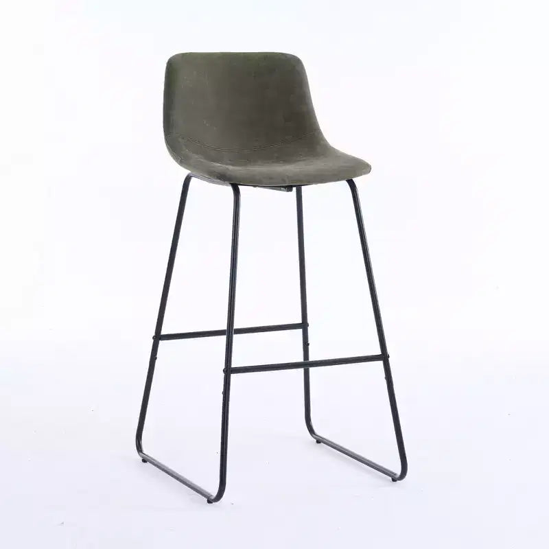 Tabourets de bar hauteur comptoir en fausse peau de mouton, lot de 2, tabourets de bar rembourrés avec repose-pieds, Vert, 30