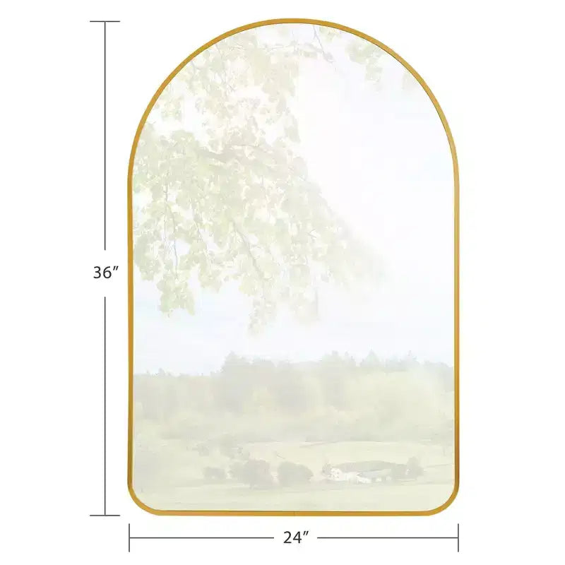 Miroir mural arqué pour salle de bain avec cadre métallique à coins arrondis pour décoration murale, lot de 2