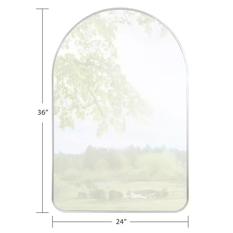 Miroir mural arqué pour salle de bain avec cadre métallique à coins arrondis pour décoration murale, lot de 2