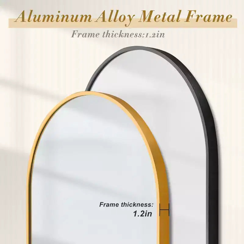 Miroir mural arqué pour salle de bain avec cadre métallique à coins arrondis pour décoration murale, lot de 2