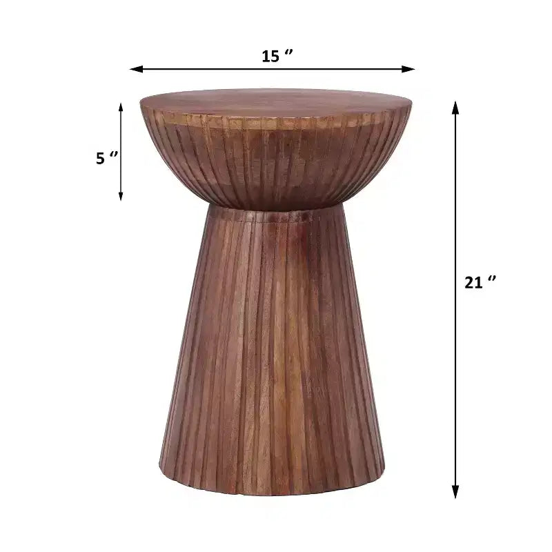 Table d'appoint ronde en bois de manguier Arbor, Noyer