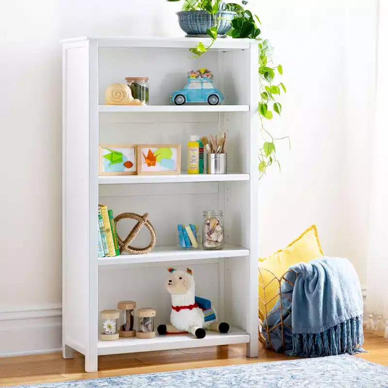 Étagère à 4 niveaux Taiga - Bibliothèque et meuble de rangement 54 pour chambres d'enfants ou salles de jeux, meuble en bois pour livres, jouets, fournitures scolaires