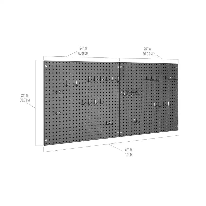 Ensemble de panneaux perforés UltraHD 2 pièces avec assortiment de 23 crochets, 61 cm l x 61 cm P