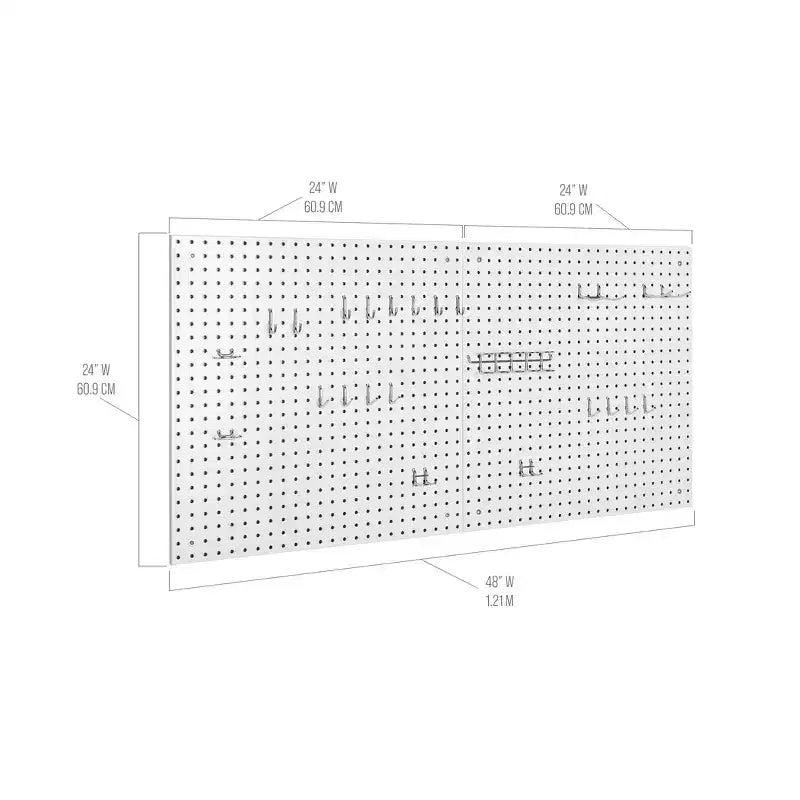 Ensemble de panneaux perforés UltraHD 2 pièces avec assortiment de 23 crochets, 61 cm l x 61 cm P