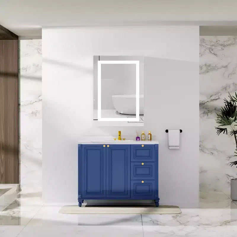 Armoire à pharmacie avec miroirs et lumières, meuble de salle de bain mural lumineux, antibuée, intensité variable, aluminium, argent