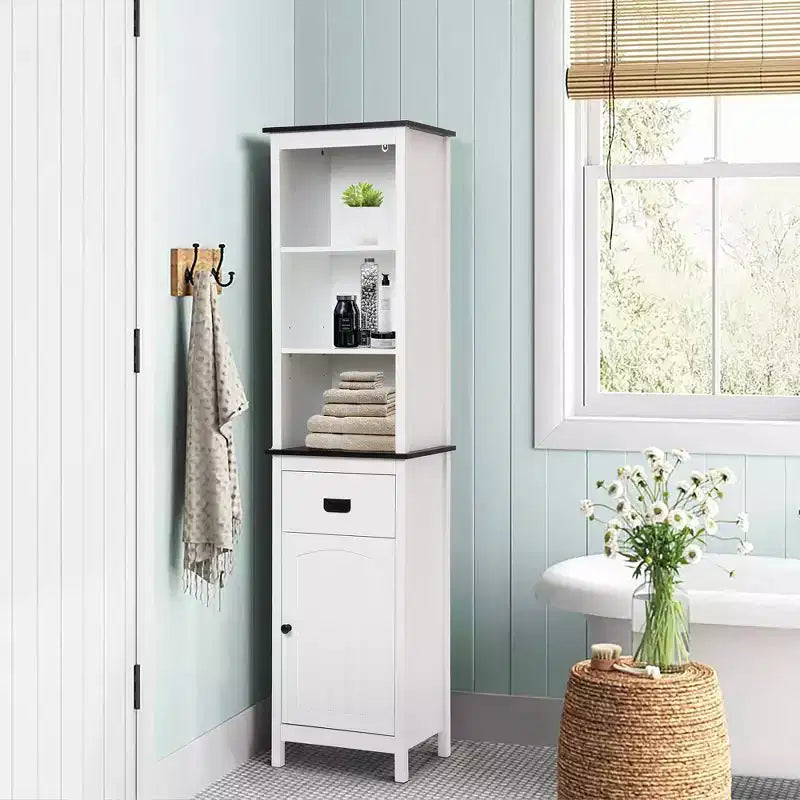 Meuble colonne de salle de bain 63 po en bois blanc