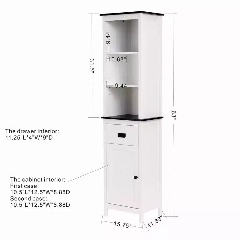 Meuble colonne de salle de bain 63 po en bois blanc