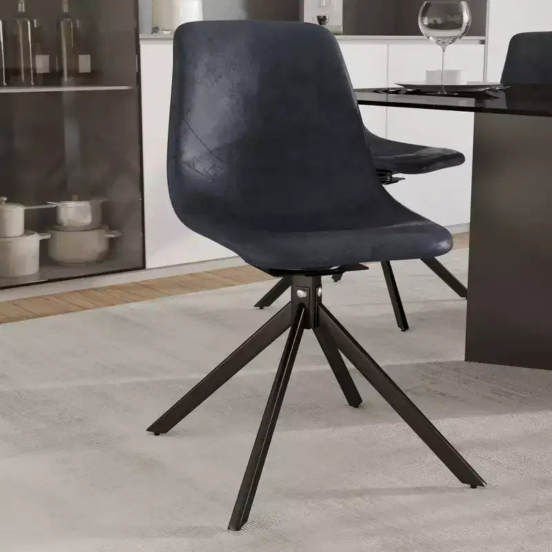 Chaise de salle à manger pivotante en cuir moderne Markley, assise rembourrée avec pieds en métal, chaise d'appoint confortable pour cuisine, salle à manger ou café