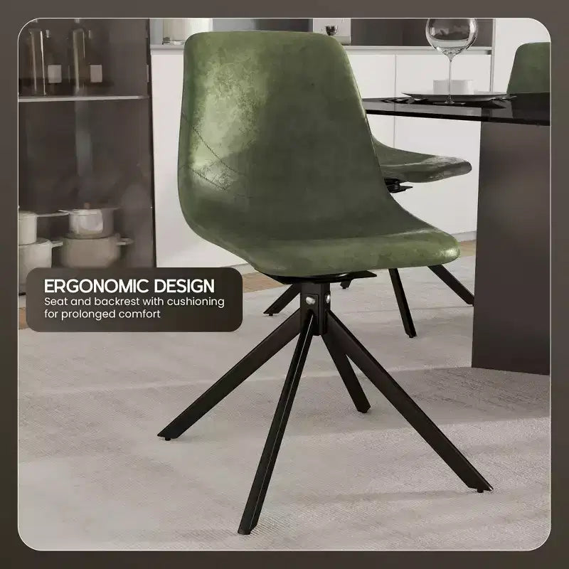 Chaise de salle à manger pivotante en cuir moderne Markley, assise rembourrée avec pieds en métal, chaise d'appoint confortable pour cuisine, salle à manger ou café