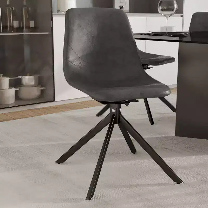 Chaise de salle à manger pivotante en cuir moderne Markley, assise rembourrée avec pieds en métal, chaise d'appoint confortable pour cuisine, salle à manger ou café