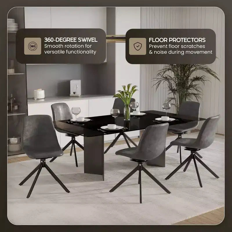Chaise de salle à manger pivotante en cuir moderne Markley, assise rembourrée avec pieds en métal, chaise d'appoint confortable pour cuisine, salle à manger ou café