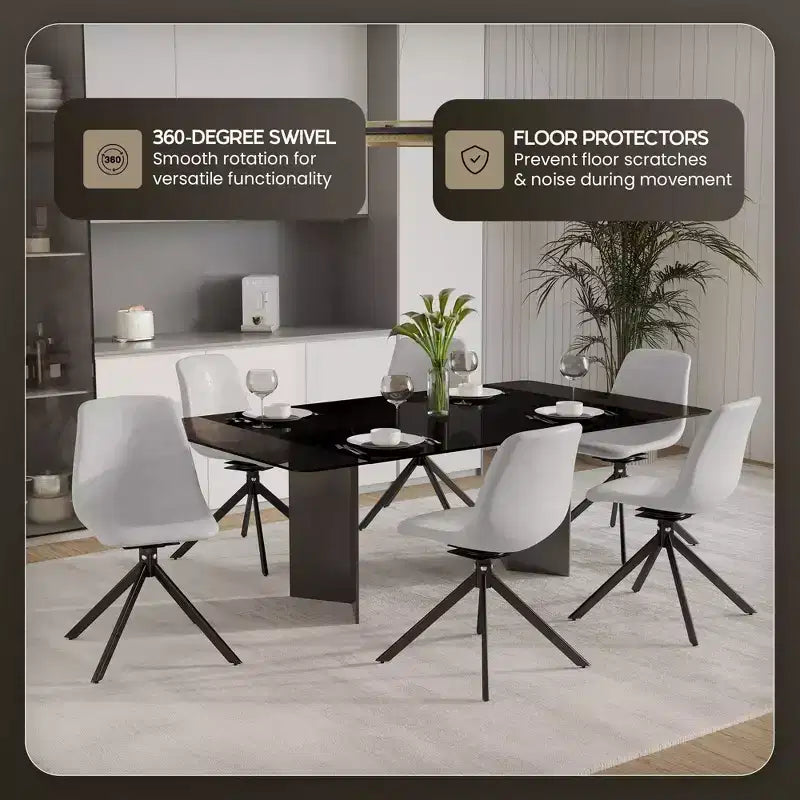 Chaise de salle à manger pivotante en cuir moderne Markley, assise rembourrée avec pieds en métal, chaise d'appoint confortable pour cuisine, salle à manger ou café
