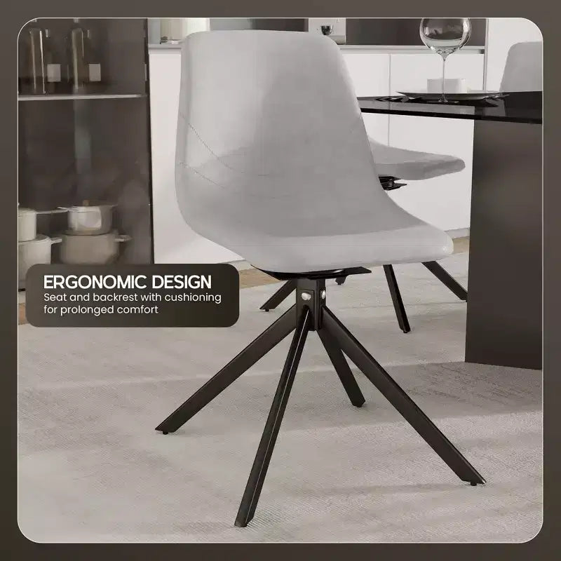 Chaise de salle à manger pivotante en cuir moderne Markley, assise rembourrée avec pieds en métal, chaise d'appoint confortable pour cuisine, salle à manger ou café