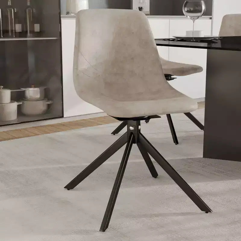 Chaise de salle à manger pivotante en cuir moderne Markley, assise rembourrée avec pieds en métal, chaise d'appoint confortable pour cuisine, salle à manger ou café
