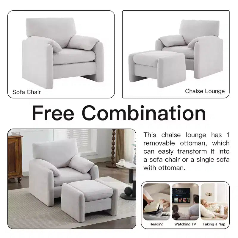 Ottoman confort surdimensionné en velours chenille pour chambre à coucher, salon, chambre d'enfant