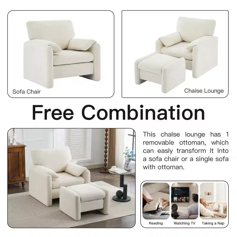 Ottoman confort surdimensionné en velours chenille pour chambre à coucher, salon, chambre d'enfant