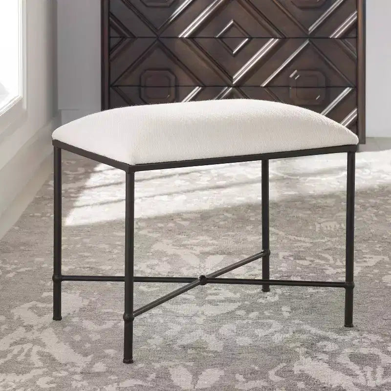 Banc Avenham 24 en tissu blanc large