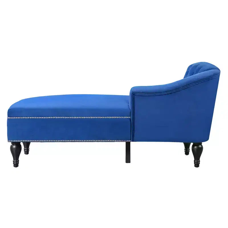 Canapé de type méridienne en velours de 147 cm, canapé-méridienne avec accoudoir droit, canapé convertible avec clous de tapissier et pieds massifs
