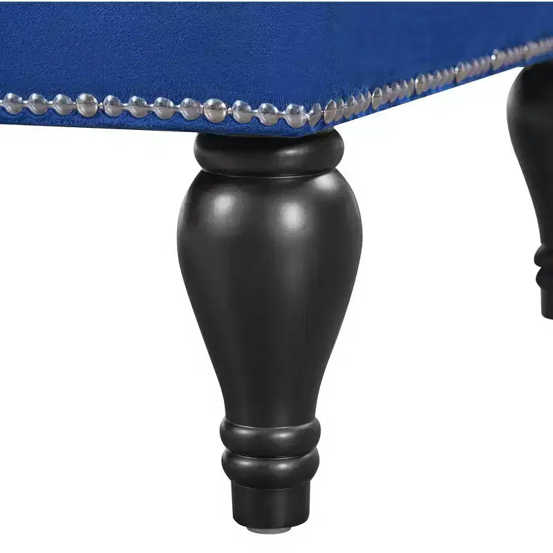 Canapé de type méridienne en velours de 147 cm, canapé-méridienne avec accoudoir droit, canapé convertible avec clous de tapissier et pieds massifs