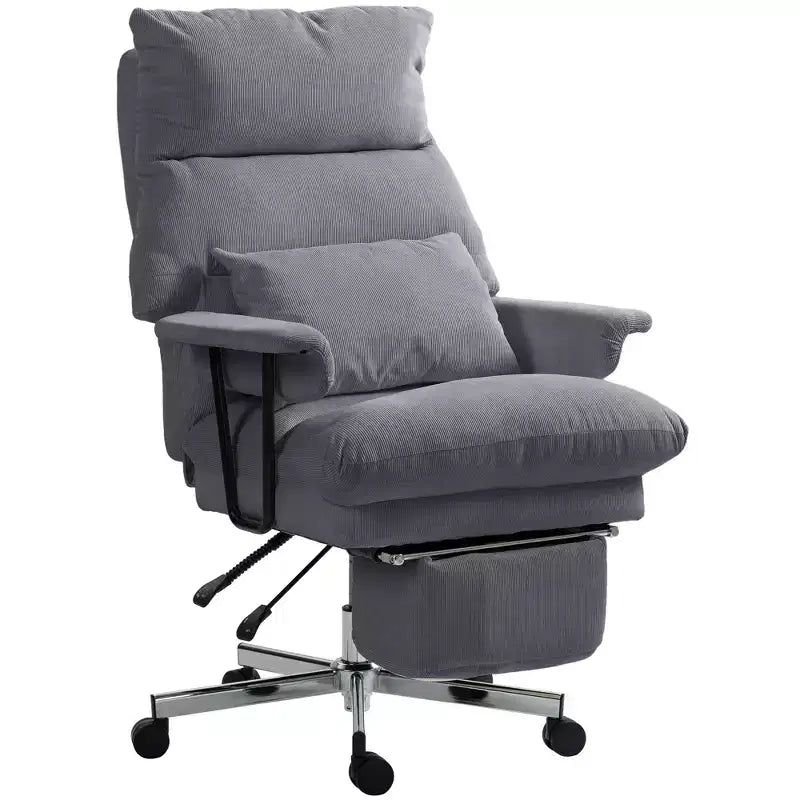 Fauteuil de bureau grand format avec dossier haut et support lombaire, repose-pieds, roulettes pivotantes, fauteuil inclinable pour ordinateur