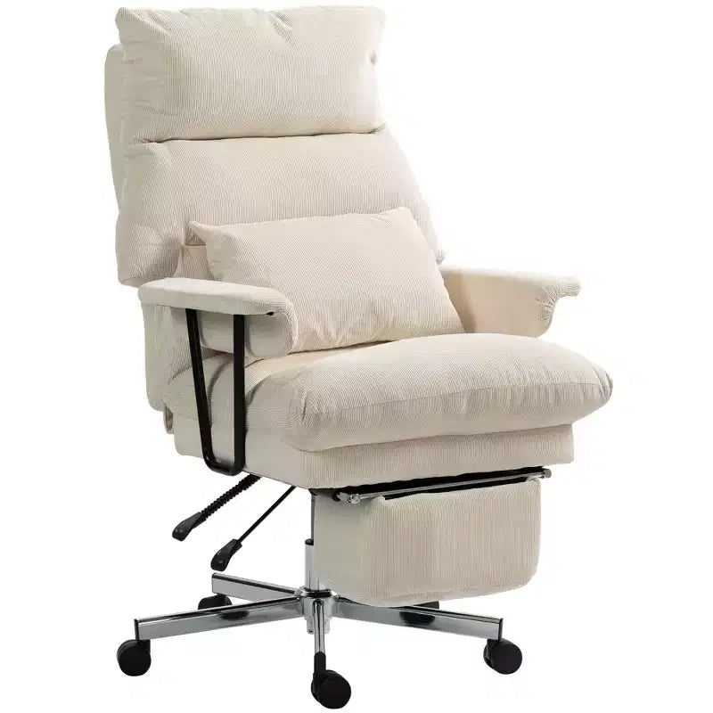 Fauteuil de bureau grand format avec dossier haut et support lombaire, repose-pieds, roulettes pivotantes, fauteuil inclinable pour ordinateur