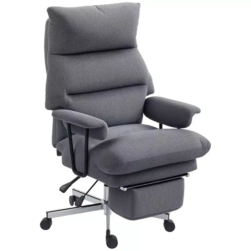 Fauteuil de bureau grand format avec dossier haut et support lombaire, repose-pieds, roulettes pivotantes, fauteuil inclinable pour ordinateur