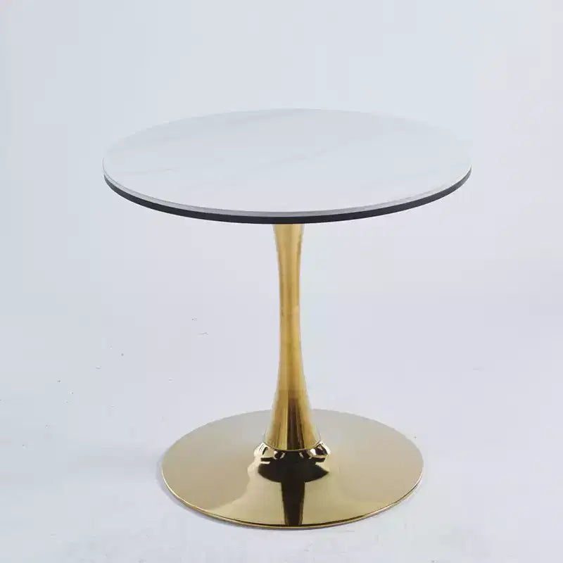 Table basse 80 cm, table tulipe or et blanc, table piédestal de loisirs, style scandinave