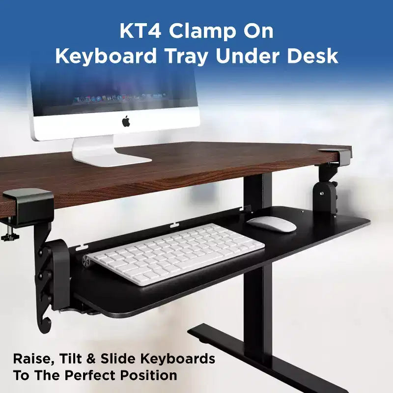 KT4 Plateau de clavier ergonomique coulissant sous le bureau, à pince, noir