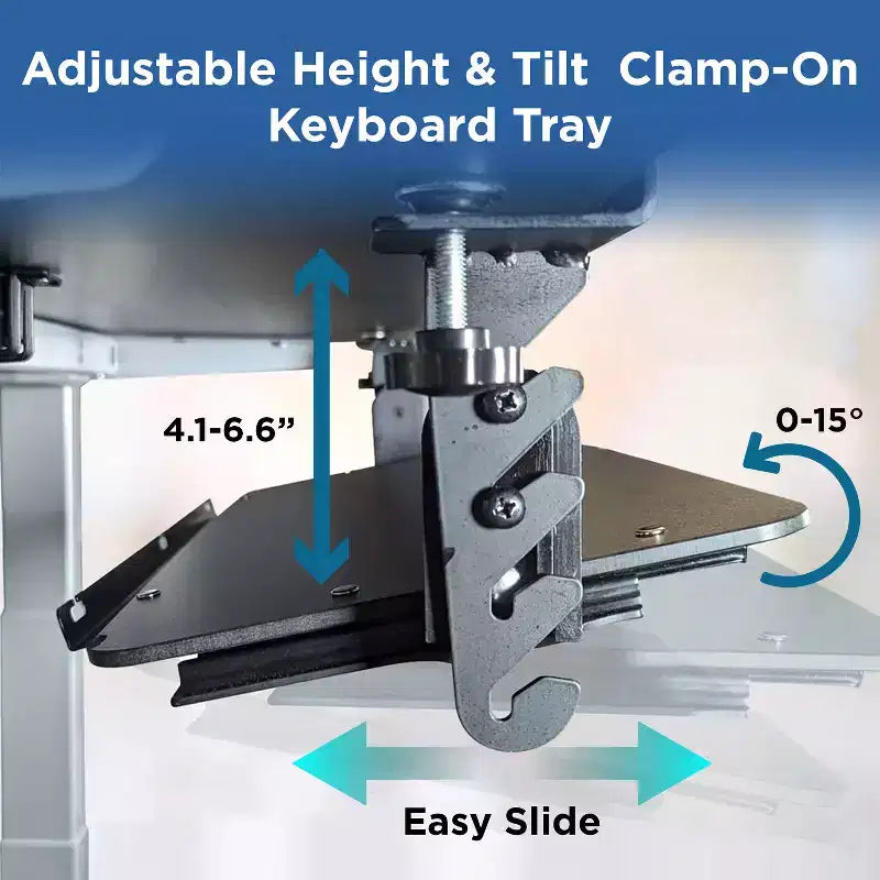 KT4 Plateau de clavier ergonomique coulissant sous le bureau, à pince, noir