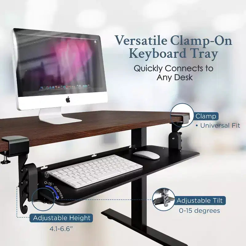 KT4 Plateau de clavier ergonomique coulissant sous le bureau, à pince, noir