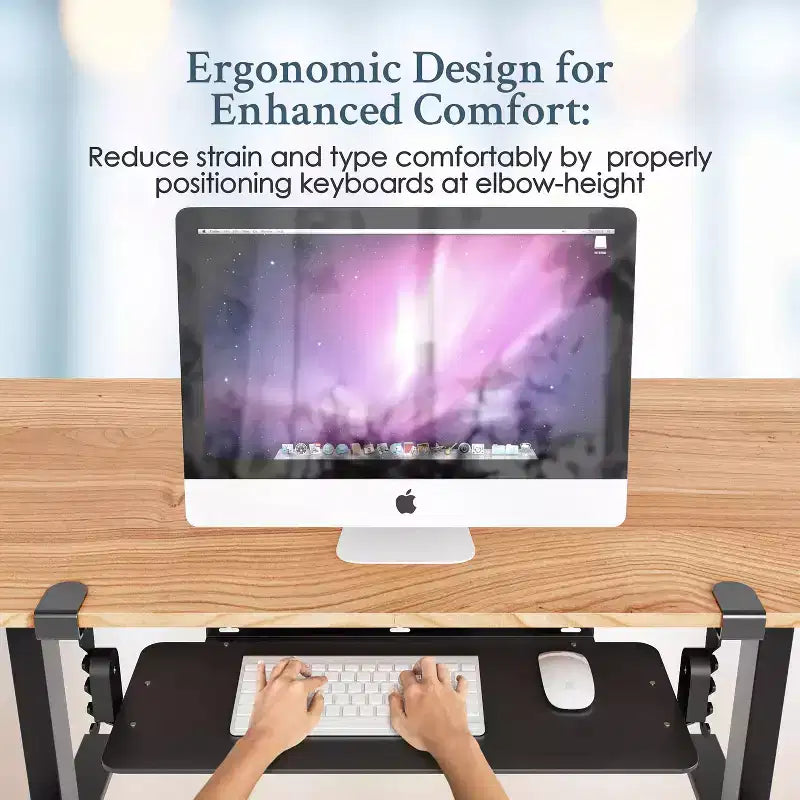 KT4 Plateau de clavier ergonomique coulissant sous le bureau, à pince, noir