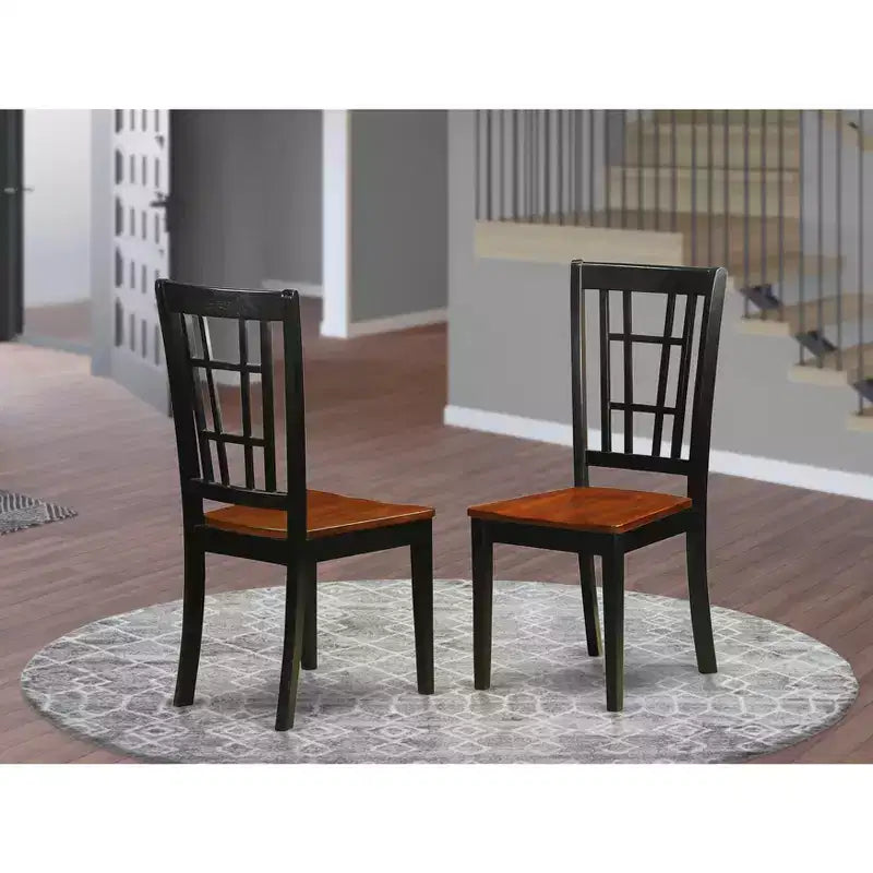 Lot de 2 chaises de salle à manger Nicoli avec assise en tissu de lin brun crème