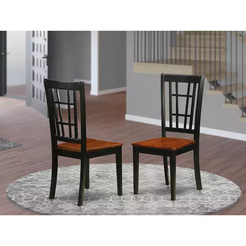 Lot de 2 chaises de salle à manger Nicoli avec assise en tissu de lin brun crème