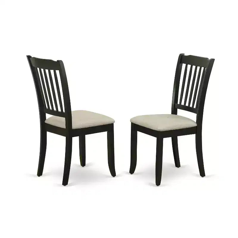 Chaises de salle à manger rondes avec rallonge et tissu en lin noir