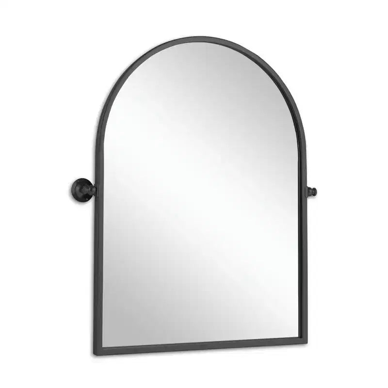 Miroir suspendu avec cadre en fer noir, forme arquée, 91x61x4cm