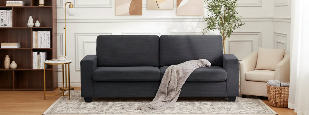 83 Inch Modern Gray Sofa, Oversized Deep Seat 2 Seat Couch with Wide Armrest and Plush Backrest, Comfy Cloud Couch for Living Room, Bedroom, Office