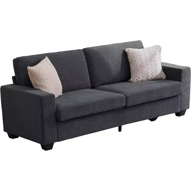 Canapé moderne gris, canapé deux places surdimensionné avec assise profonde, accoudoirs larges et dossier moelleux