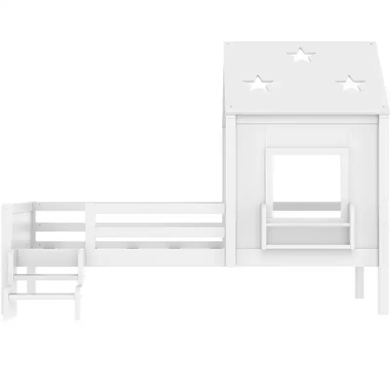 Lit mezzanine double/complet avec escaliers bas, bibliothèque, tableau noir et toit étoilé