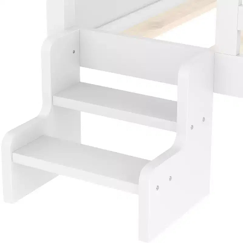 Lit mezzanine double/complet avec escaliers bas, bibliothèque, tableau noir et toit étoilé