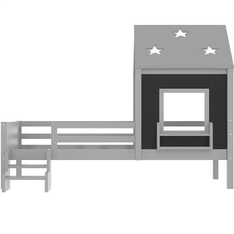 Lit mezzanine double/complet avec escaliers bas, bibliothèque, tableau noir et toit étoilé