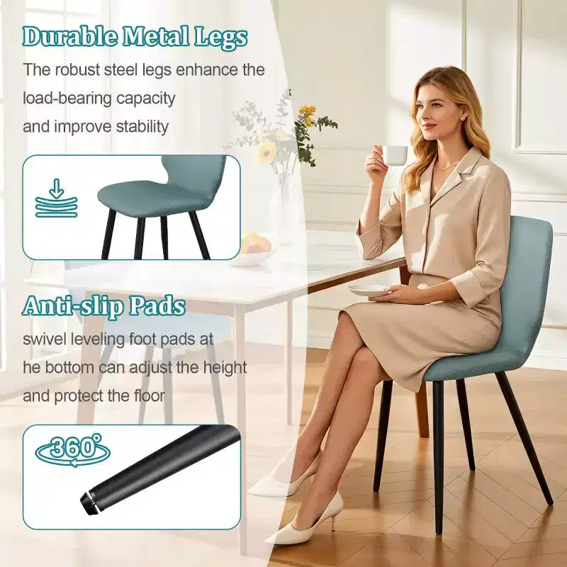 Lot de 6 Chaises de Salle à Manger Rembourrées avec Pieds en Métal, Chaises de Cuisine Modernes en Cuir pour Salle à Manger, Restaurant ou Salon