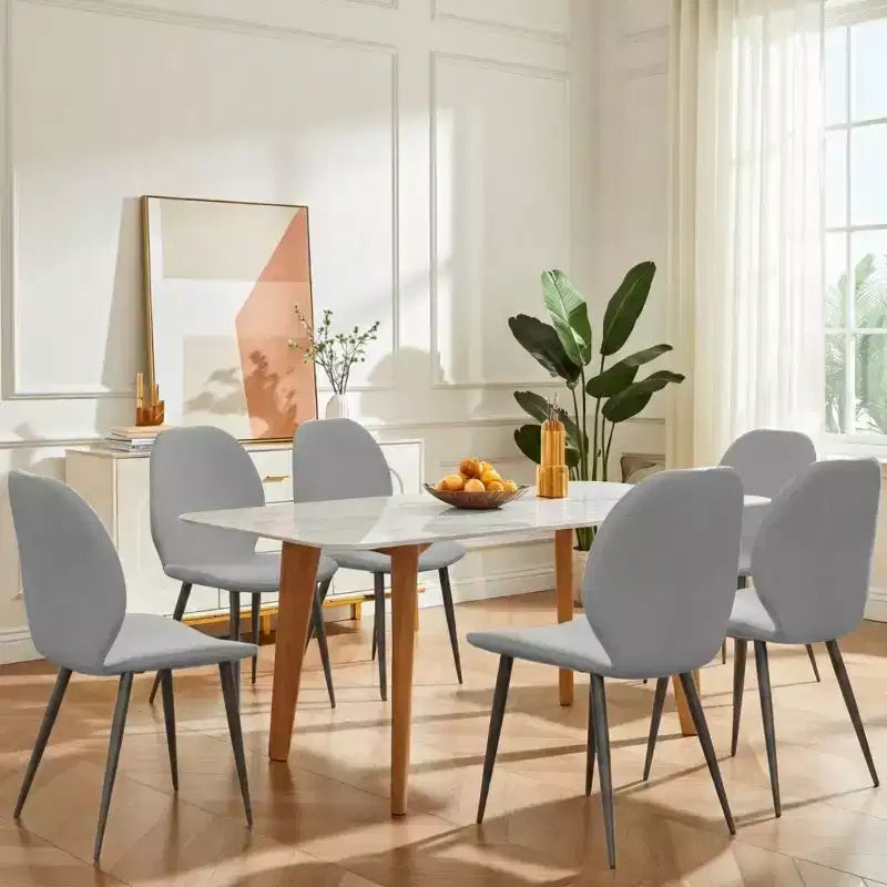 Lot de 6 Chaises de Salle à Manger Rembourrées avec Pieds en Métal, Chaises de Cuisine Modernes en Cuir pour Salle à Manger, Restaurant ou Salon