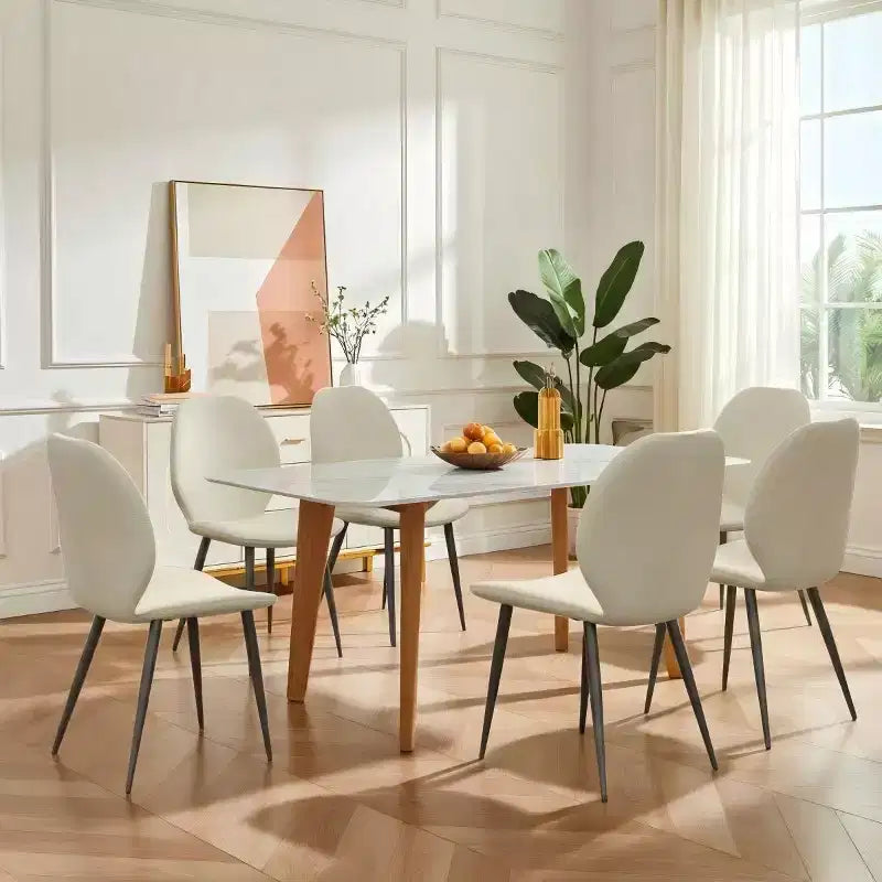 Lot de 6 Chaises de Salle à Manger Rembourrées avec Pieds en Métal, Chaises de Cuisine Modernes en Cuir pour Salle à Manger, Restaurant ou Salon