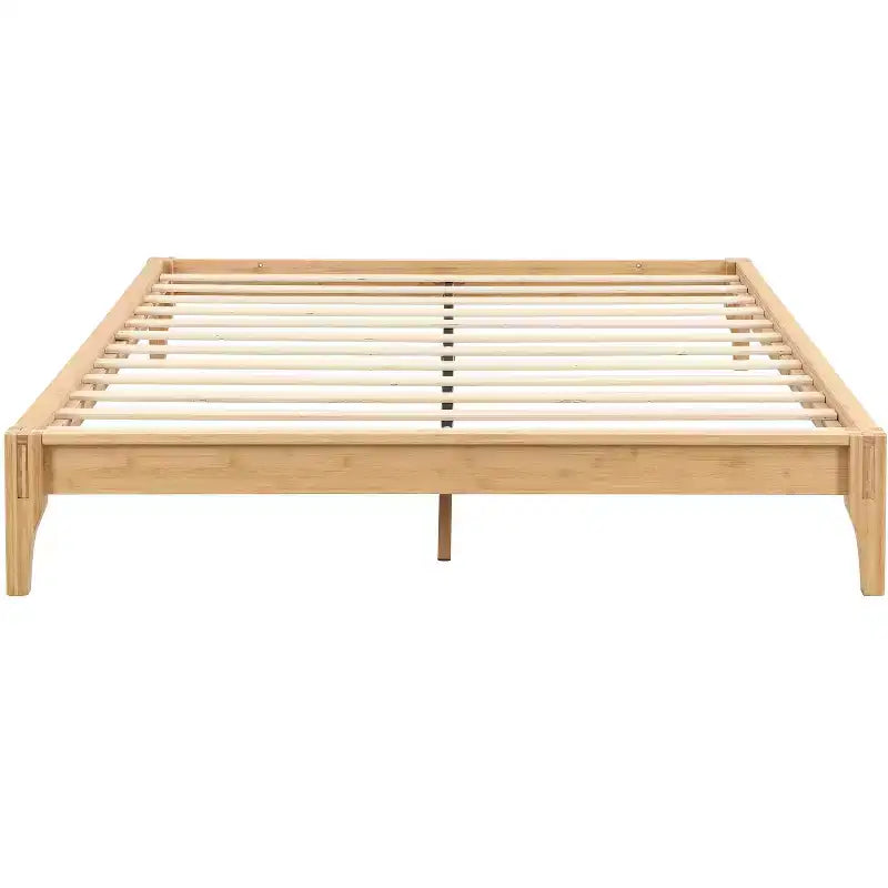 Lit plateforme Johnny de 30 cm en bambou massif avec lattes en bois et support métallique