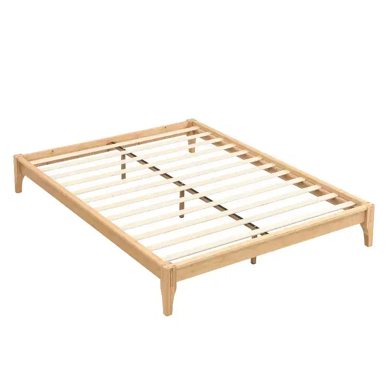Lit plateforme Johnny de 30 cm en bambou massif avec lattes en bois et support métallique